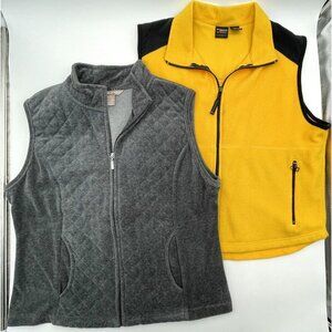 Lot of 2 Women's Vests L Prospirit & White Stag Yellow w/Black & Gray Full Zip